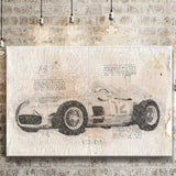 Mer benz w196 1954 Da Vinci Style Canvas Prints - Painting Canvas, Wall Art,Old Car, Prints for Sale,Wal Decor, Home Decor