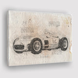 Mer benz w196 1954 Da Vinci Style Canvas Prints - Painting Canvas, Wall Art,Old Car, Prints for Sale,Wal Decor, Home Decor