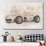 Mer benz w196 1954 Da Vinci Style Canvas Prints - Painting Canvas, Wall Art,Old Car, Prints for Sale,Wal Decor, Home Decor