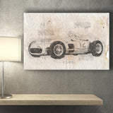 Mer benz w196 1954 Da Vinci Style Canvas Prints - Painting Canvas, Wall Art,Old Car, Prints for Sale,Wal Decor, Home Decor