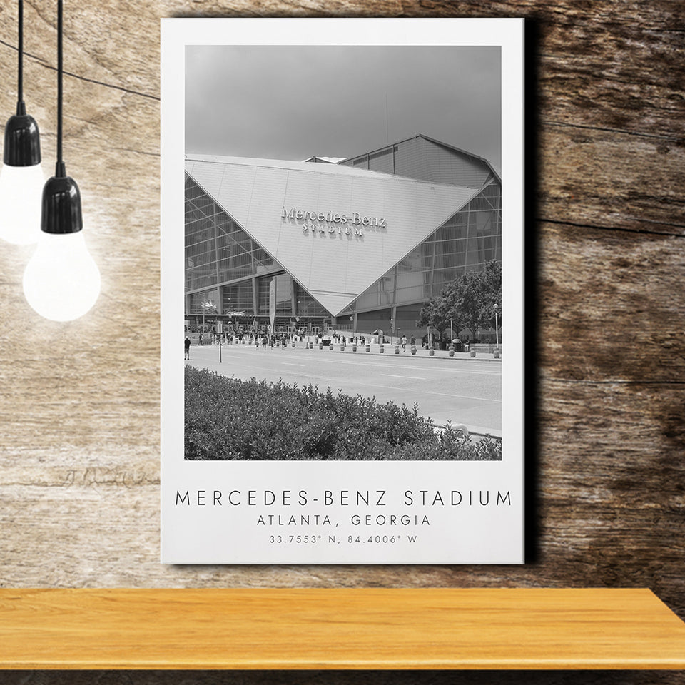 Mercedes-Benz Stadium Atlanta Falcons Football Lovers Black And White Art Canvas Prints Wall Art Home Decor