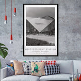 Mercedes-Benz Stadium Atlanta Falcons Football Lovers Black And White Art Framed Art Prints Wall Art Decor, Framed Picture