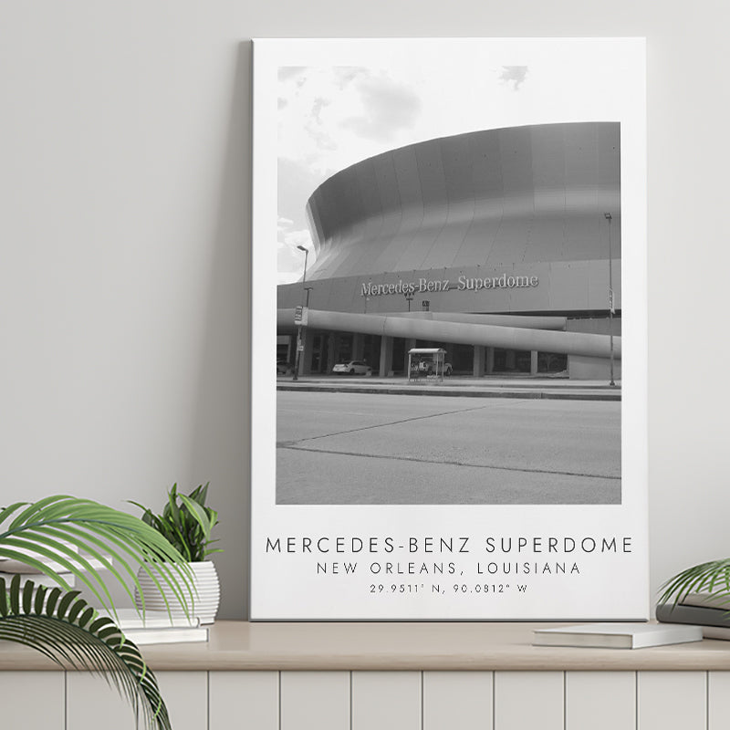 Mercedes-Benz Superdome New Orleans Saints Football Lovers Black And White Art Canvas Prints Wall Art Home Decor