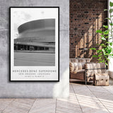 Mercedes-Benz Superdome New Orleans Saints Black And White Art Framed Canvas Prints Wall Art Home Decor, Floating Frame
