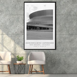 Mercedes-Benz Superdome New Orleans Saints Black And White Art Framed Canvas Prints Wall Art Home Decor, Floating Frame