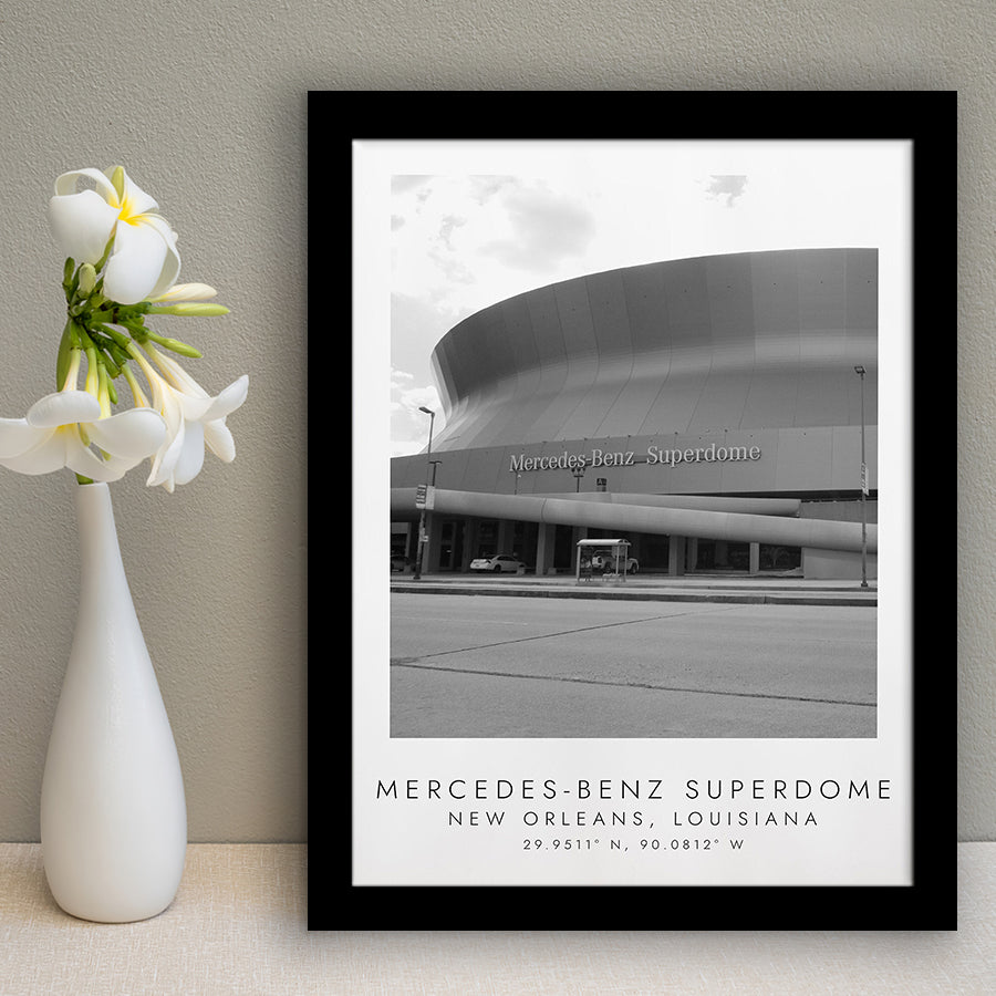 Mercedes-Benz Superdome New Orleans Saints Football Lovers Black And White Art Framed Art Prints Wall Art Decor, Framed Picture