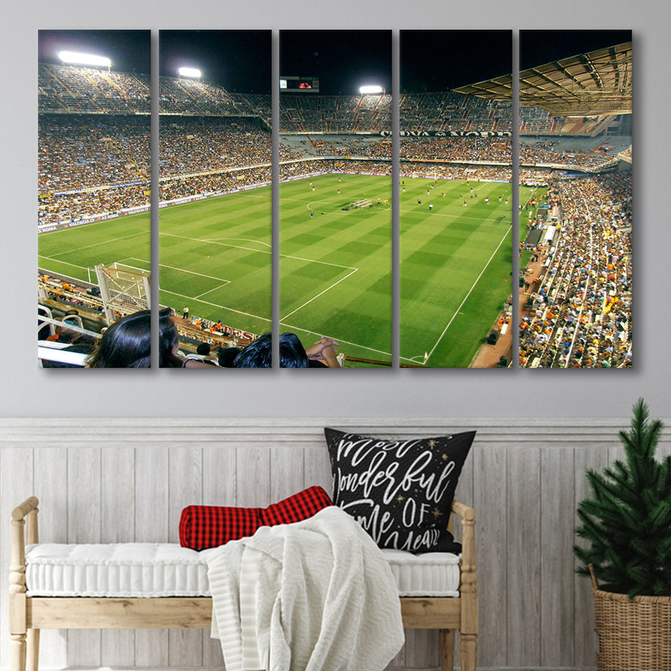 Mestalla Stadium, Stadium Canvas, Sport Art, Gift for him, Multi Panels B, Canvas Prints Wall Art Decor