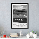 Metlife Stadium New York Giants Football Lovers Black And White Art Framed Canvas Prints Wall Art Home Decor, Floating Frame