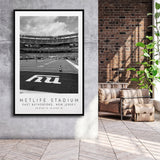 Metlife Stadium New York Giants Football Lovers Black And White Art Framed Canvas Prints Wall Art Home Decor, Floating Frame