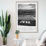 Metlife Stadium New York Giants Football Lovers Black And White Art Framed Canvas Prints Wall Art Home Decor, Floating Frame