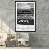 Metlife Stadium New York Giants Football Lovers Black And White Art Framed Canvas Prints Wall Art Home Decor, Floating Frame