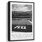 Metlife Stadium New York Giants Football Lovers Black And White Art Framed Canvas Prints Wall Art Home Decor, Floating Frame