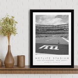 Metlife Stadium New York Giants Football Lovers Black And White Art Framed Canvas Prints Wall Art Home Decor, Floating Frame