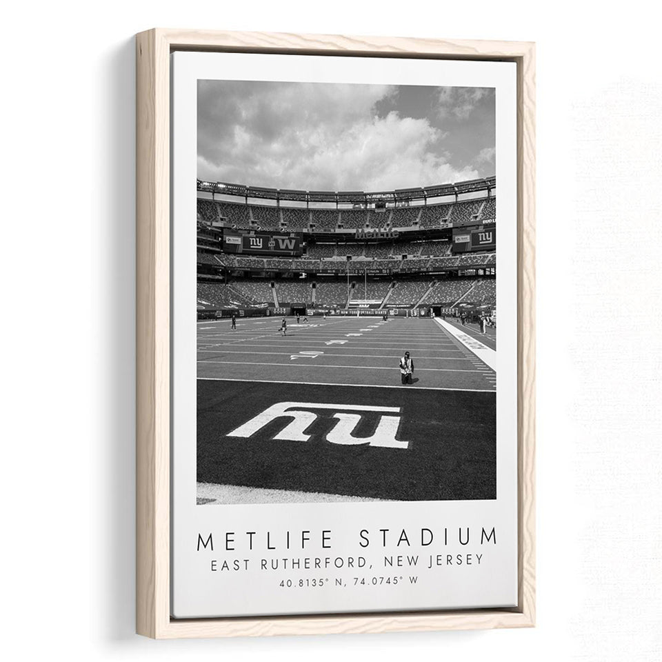 Metlife Stadium New York Giants Football Lovers Black And White Art Framed Canvas Prints Wall Art Home Decor, Floating Frame