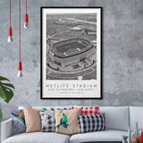 Metlife Stadium New York Jets Football Lovers Black And White Art Framed Art Prints Wall Art Decor, Framed Picture