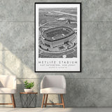 Metlife Stadium New York Jets Football Lovers Black And White Art Framed Canvas Prints Wall Art Home Decor, Floating Frame