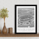 Metlife Stadium New York Jets Football Lovers Black And White Art Framed Canvas Prints Wall Art Home Decor, Floating Frame