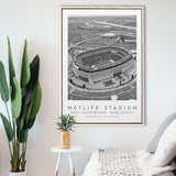 Metlife Stadium New York Jets Football Lovers Black And White Art Framed Canvas Prints Wall Art Home Decor, Floating Frame