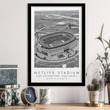 Metlife Stadium New York Jets Football Lovers Black And White Art Framed Art Prints Wall Art Decor, Framed Picture