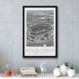 Metlife Stadium New York Jets Football Lovers Black And White Art Framed Canvas Prints Wall Art Home Decor, Floating Frame