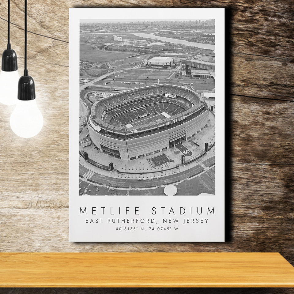 Metlife Stadium New York Jets Football Lovers Black And White Art Canvas Prints Wall Art Home Decor