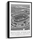 Metlife Stadium New York Jets Football Lovers Black And White Art Framed Canvas Prints Wall Art Home Decor, Floating Frame