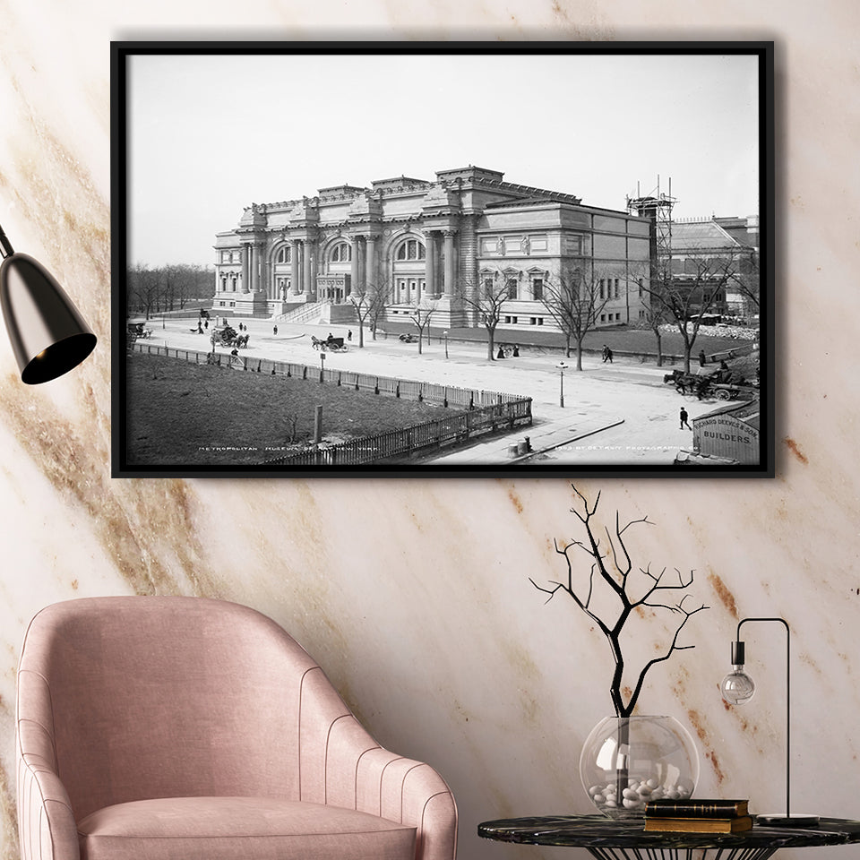 Metropolitan Museum Of Art Black And White Print Framed Canvas Prints Wall Art Home Decor,Floating Frame