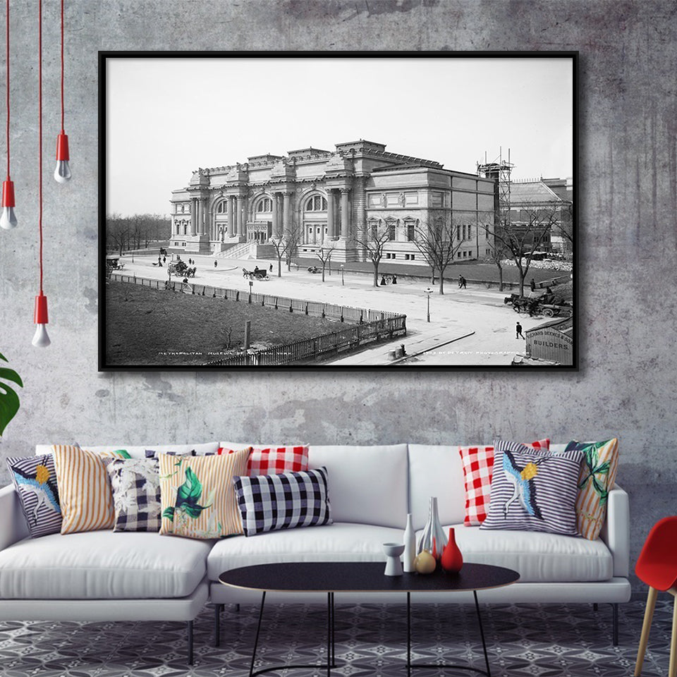 Metropolitan Museum Of Art Black And White Print Framed Canvas Prints Wall Art Home Decor,Floating Frame