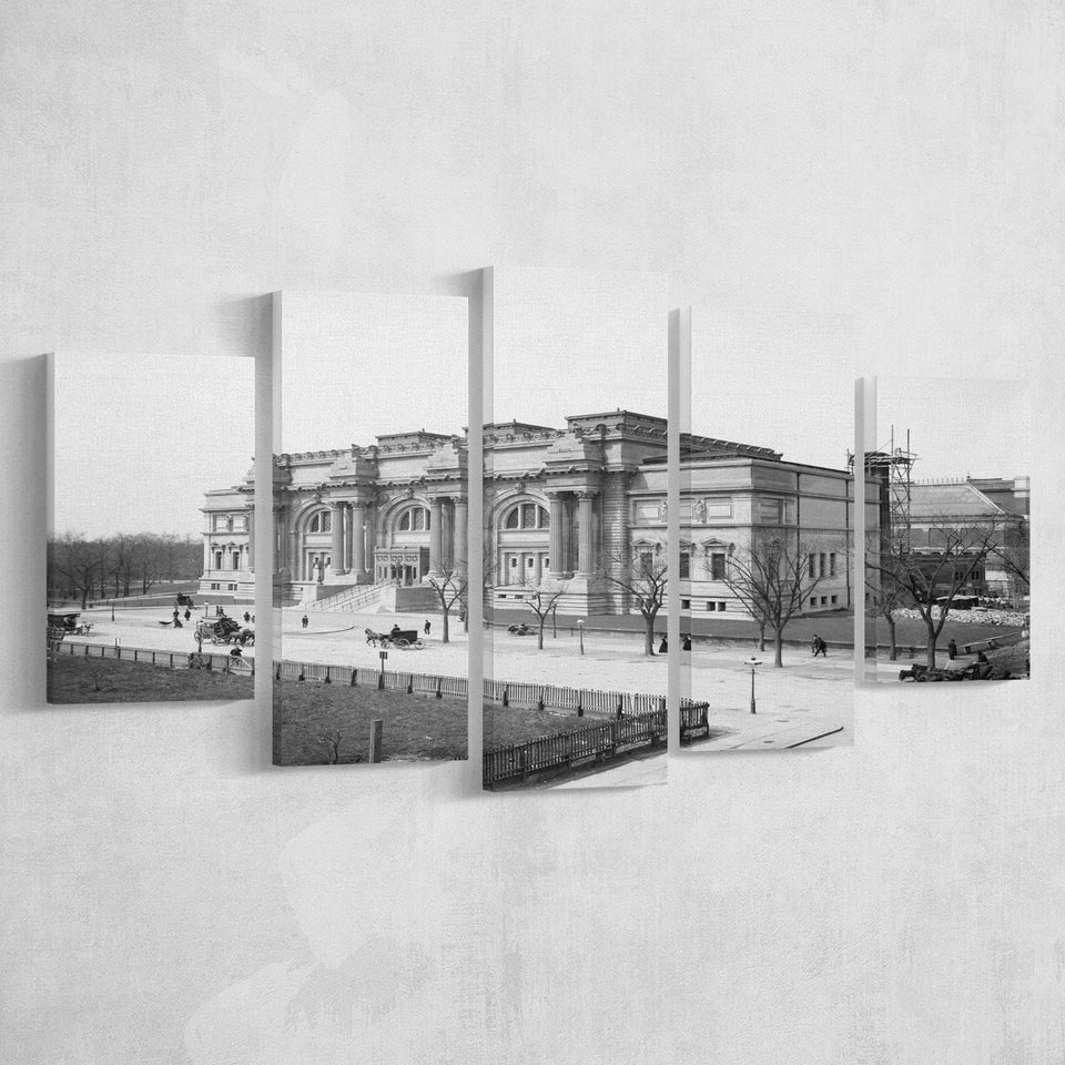 Metropolitan Museum Of Art Black And White Print 5 Panels, Canvas Prints Wall Art Decor, Large Canvas Art