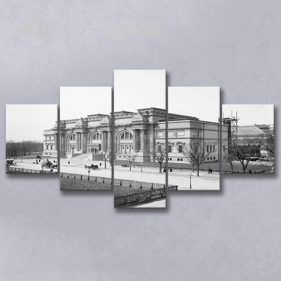 Metropolitan Museum Of Art Black And White Print 5 Panels, Canvas Prints Wall Art Decor, Large Canvas Art