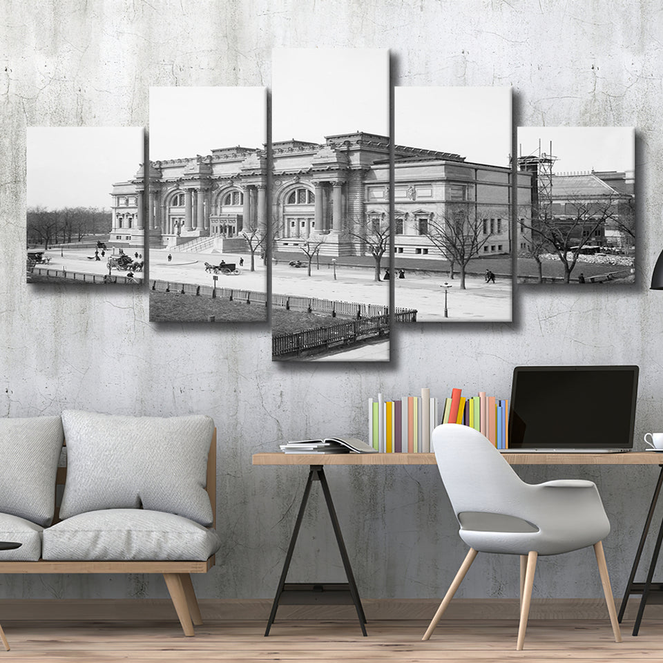 Metropolitan Museum Of Art Black And White Print 5 Panels, Canvas Prints Wall Art Decor, Large Canvas Art