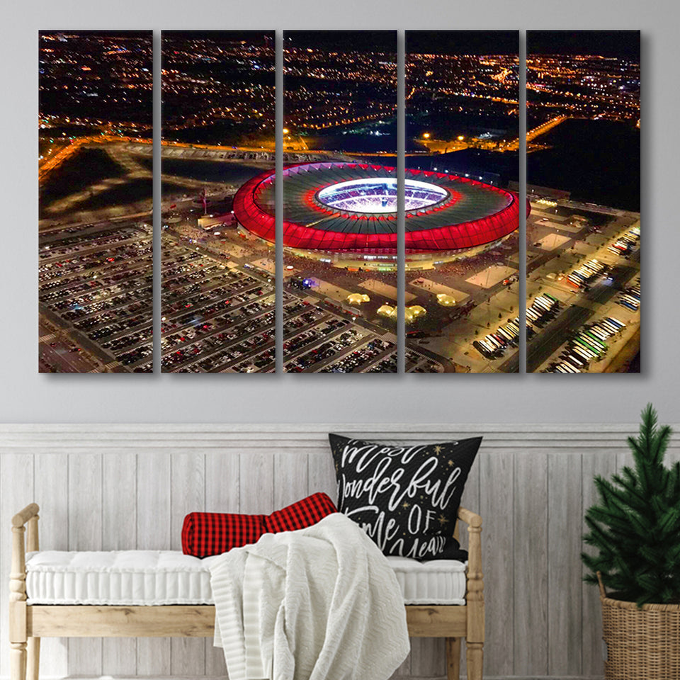 Metropolitano Stadium Aerial View, Stadium Canvas, Sport Art, Gift for him, Multi Panels B, Canvas Prints Wall Art Decor