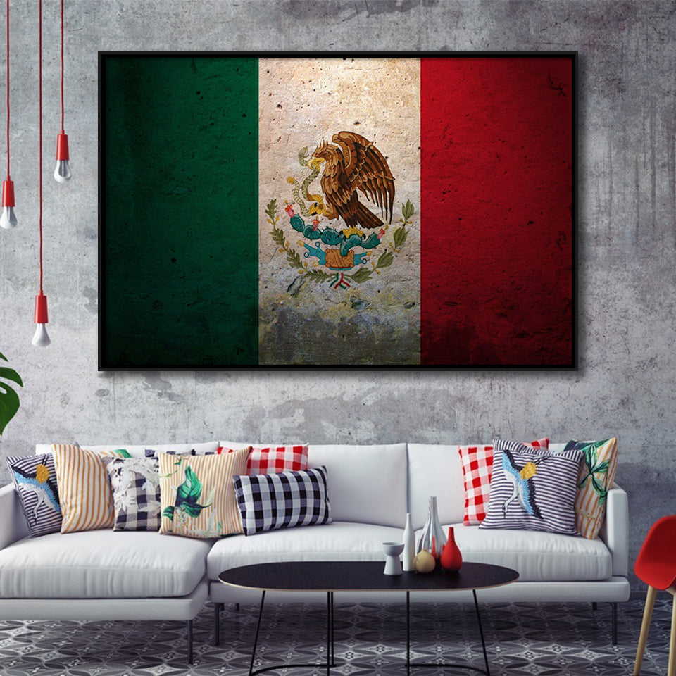 Mexico Flag Framed Canvas Prints Wall Art - Painting Canvas, Wall Decor, Floating Frame,Painting Prints, For Sale