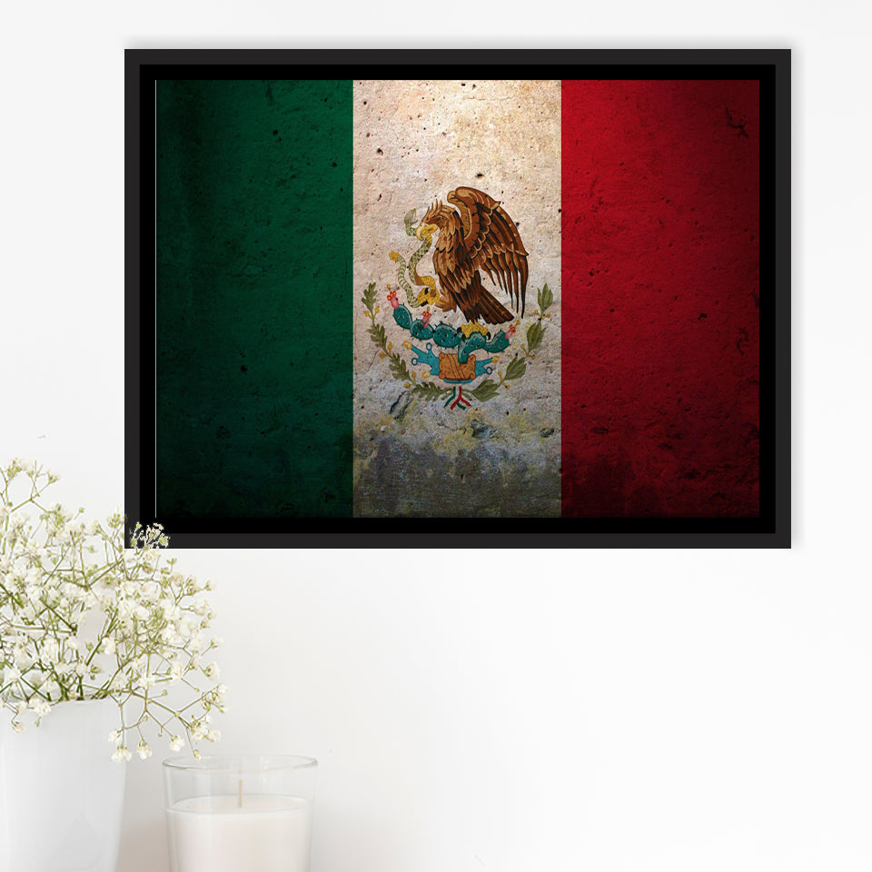 Mexico Flag Framed Canvas Prints Wall Art - Painting Canvas, Wall Decor, Floating Frame,Painting Prints, For Sale