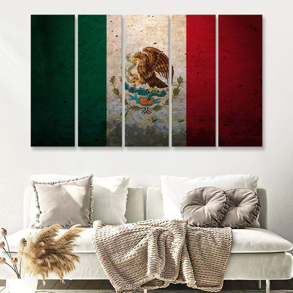 Mexico Flag 5 Pieces B Canvas Prints Wall Art - Painting Canvas, Multi Panels,5 Panel, Wall Decor