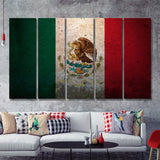 Mexico Flag 5 Pieces B Canvas Prints Wall Art - Painting Canvas, Multi Panels,5 Panel, Wall Decor