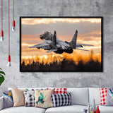 Mig 29 Jetattack Helicopter Shot Down Framed Art Prints Wall Decor - Painting Art, Framed Picture, Ready to Hang