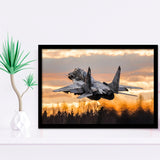 Mig 29 Jetattack Helicopter Shot Down Framed Art Prints Wall Decor - Painting Art, Framed Picture, Ready to Hang