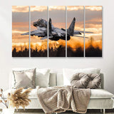 Mig 29 Jetattack Helicopter Shot Down 5 Piece B Canvas Prints Wall Art Decor - Painting Canvas, Multi Panels