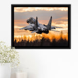 Mig 29 Jetattack Helicopter Shot Down Framed Canvas Prints Wall Art Decor - Painting Canvas, Black Framed Picture