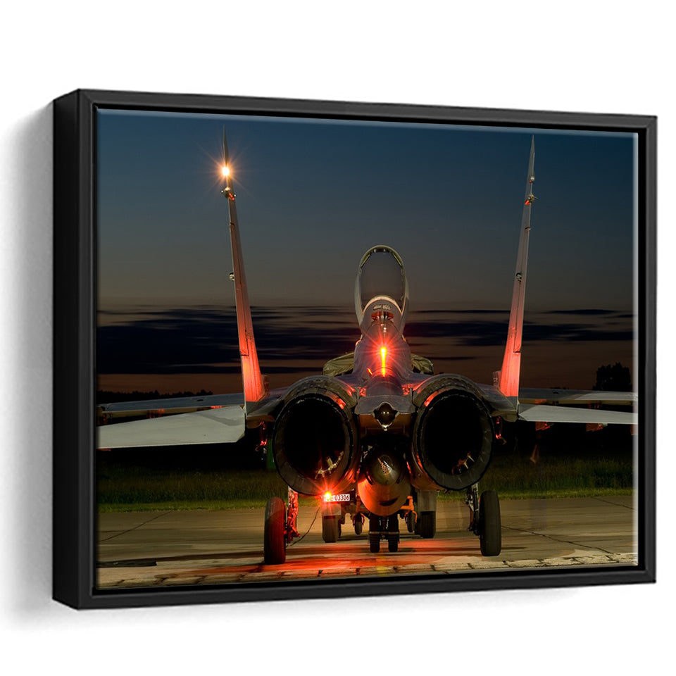 Mig 29 War Airplane Framed Canvas Prints Wall Art Decor - Painting Canvas, Black Framed Picture