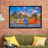 Miami Beach Florida Usa Cityscape On City Art Watercolor Framed Art Prints Wall Art Decor,Framed Picture