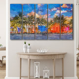 Miami Beach Florida Usa Cityscape On 5 Pieces Extra Large Canvas Prints Wall Art Home Decor