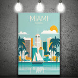 Miami Florida Retro Art Print ,City Art Print, Large Canvas, Canvas Print Wall Art Home Decor