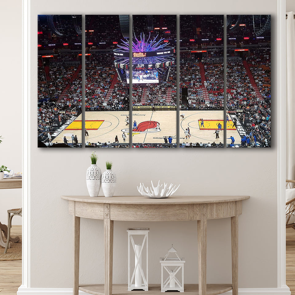Miami Heat Stadium Canvas Prints FTX Arena Wall Art American,Multi Panels B,Sport Stadium Art Prints, Fan Gift