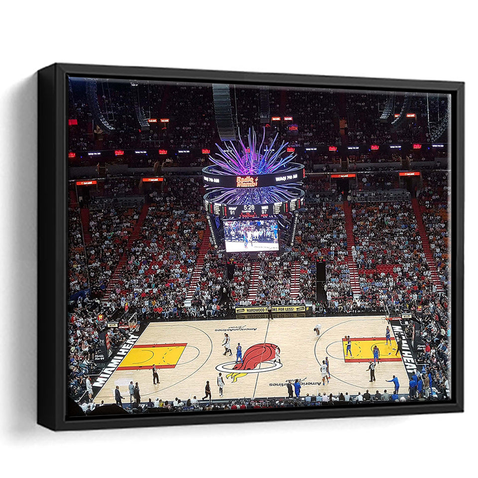 Miami Heat Stadium Framed Canvas Prints FTX Arena Wall Art American,Sport Stadium Art Prints, Fan Gift