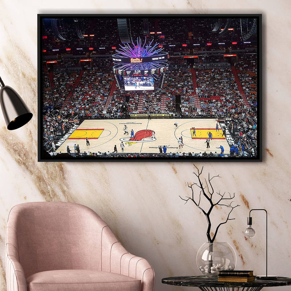 Miami Heat Stadium Framed Canvas Prints FTX Arena Wall Art American,Sport Stadium Art Prints, Fan Gift