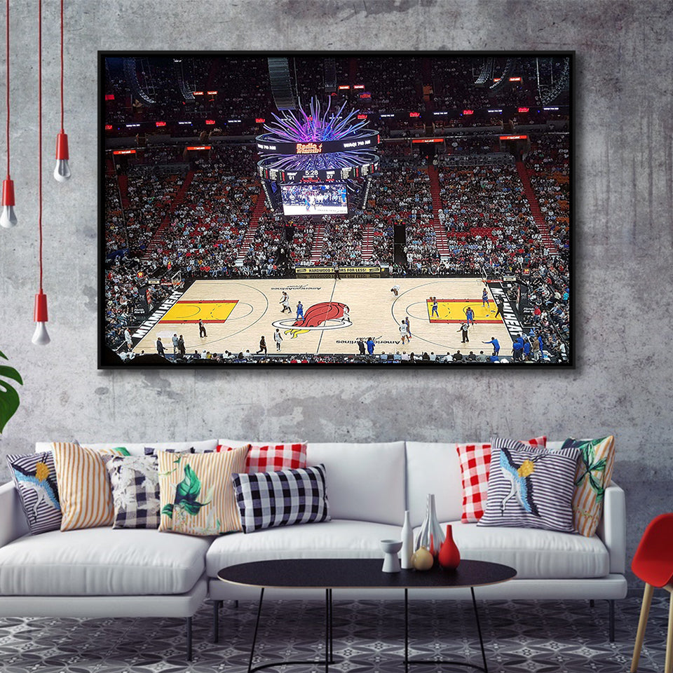 Miami Heat Stadium Framed Canvas Prints FTX Arena Wall Art American,Sport Stadium Art Prints, Fan Gift