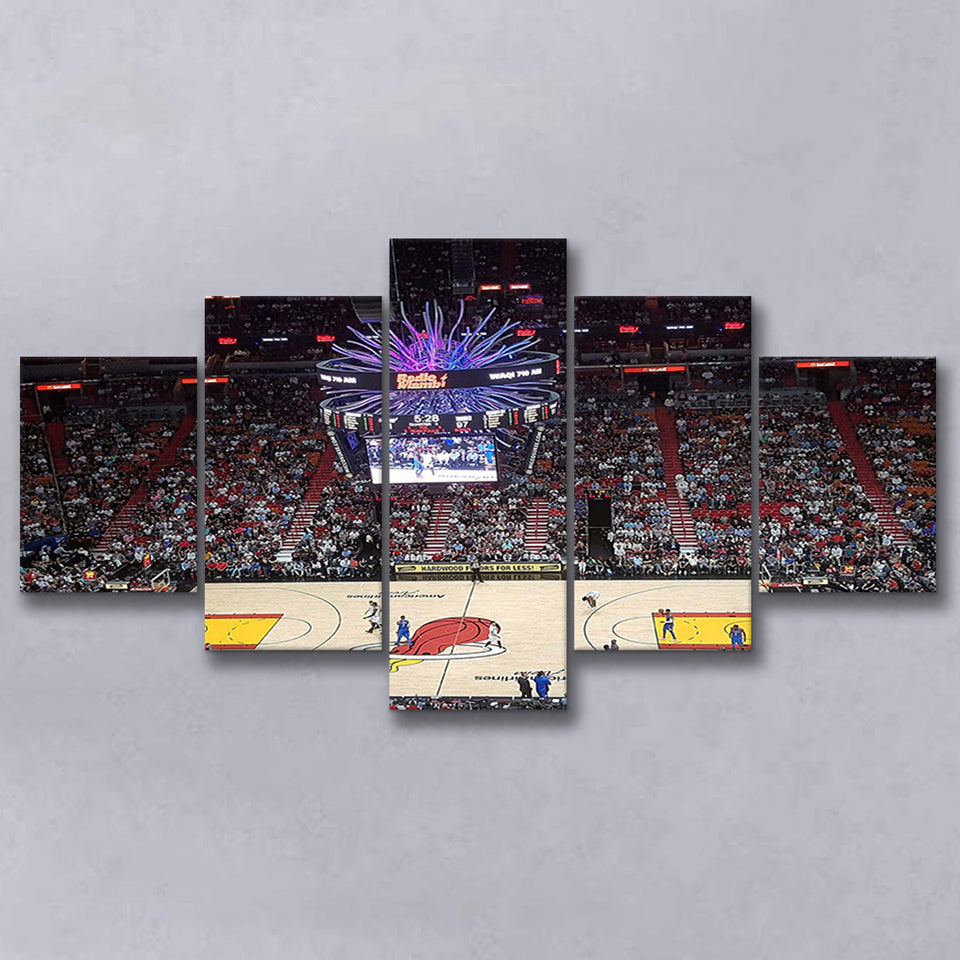 Miami Heat Stadium Canvas Prints FTX Arena Wall Art American,Multi Panels,Sport Stadium Art Prints, Fan Gift