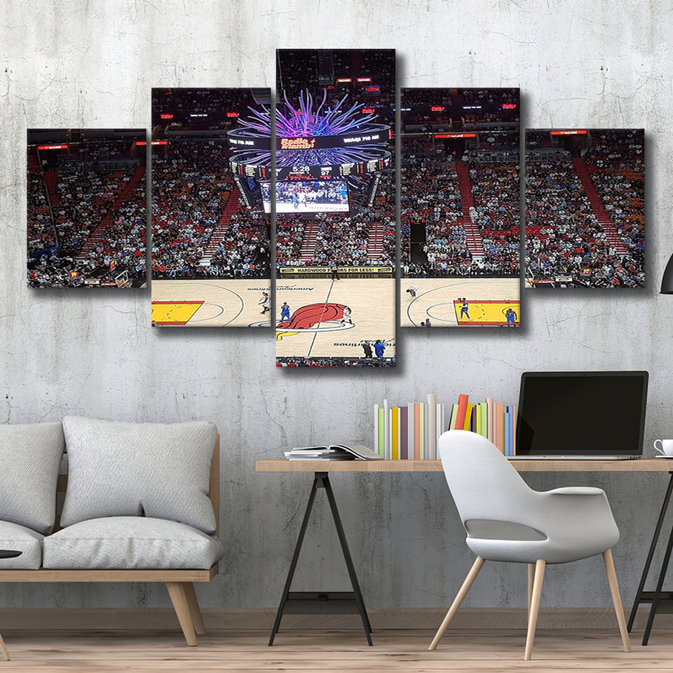 Miami Heat Stadium Canvas Prints FTX Arena Wall Art American,Multi Panels,Sport Stadium Art Prints, Fan Gift